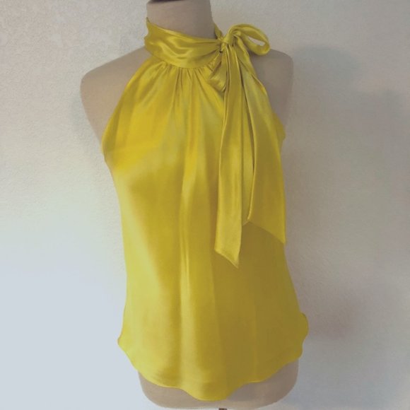 INC Sunny Yellow Silk Halter Tank - Picture 1 of 5